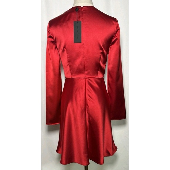 Gianna Bini Red Satin Ruched Tie Front Long  Mini Dress Size 12 Party Sexy READ - Picture 3 of 9